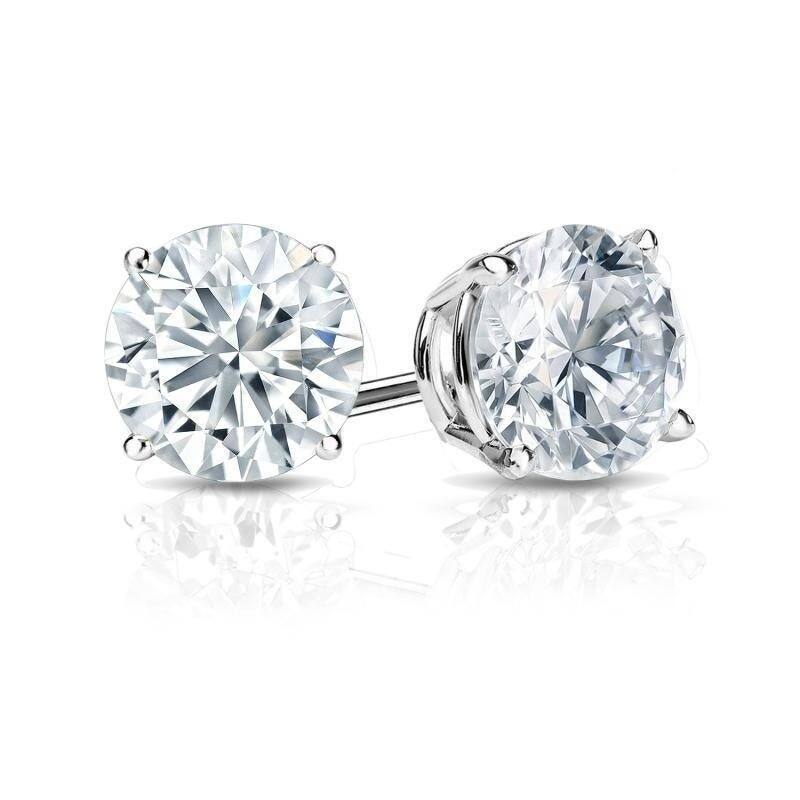 Auriya 14k Gold Round Diamond Stud Earrings 1 1/2ctw Certified