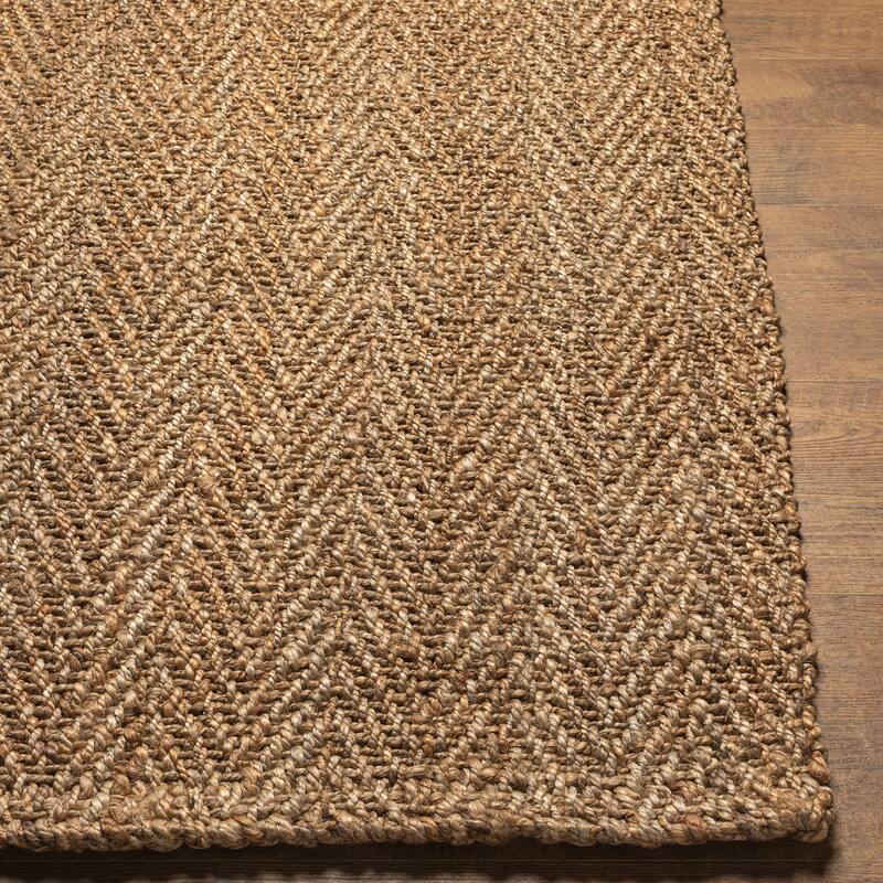 Livabliss Chifa Handmade Solid Chevron Jute Area Rug