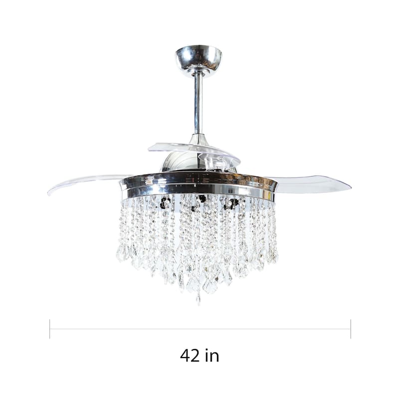 Silver Orchid Shearer 3-blade 42-inch Chrome/Crystal Ceiling Fan Chandelier