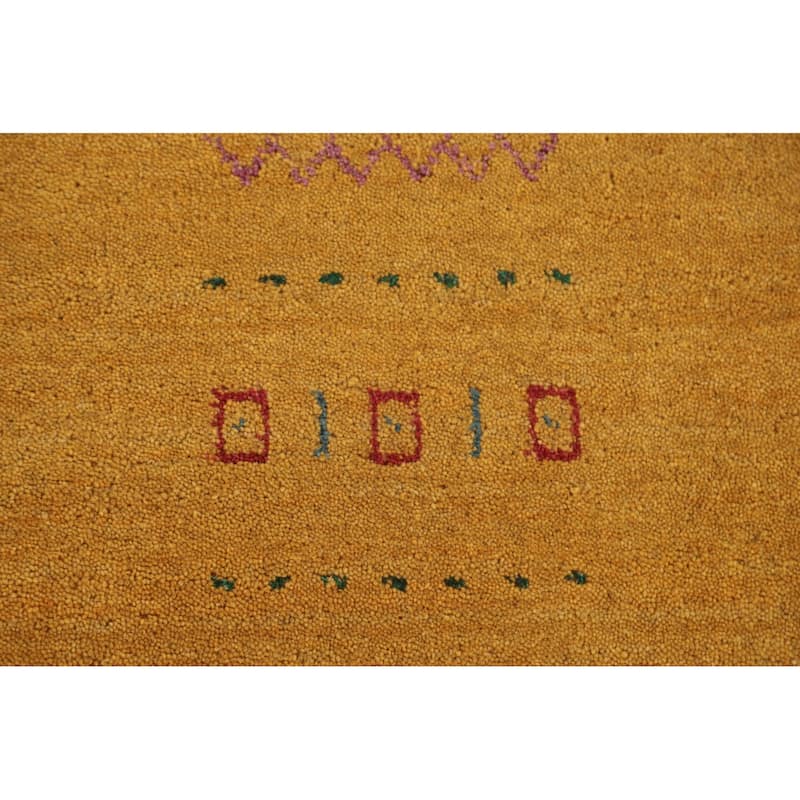 Gold Yellow Gabbeh Indian Area Rug Handmade Wool Carpet - 8'0"x 9'7"