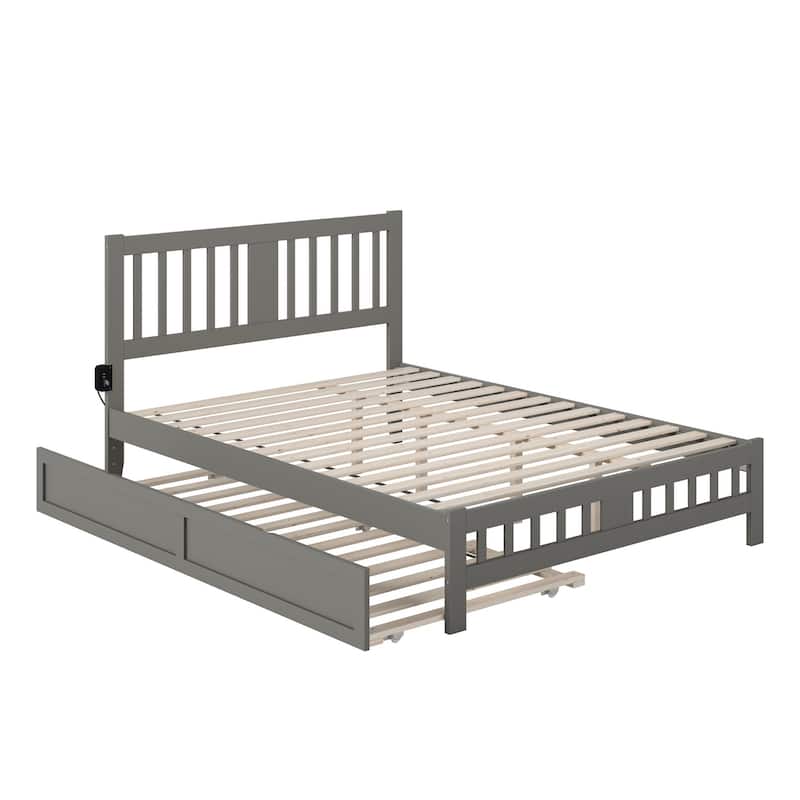 Tahoe Queen Bed with Footboard and Twin XL Trundle in Grey