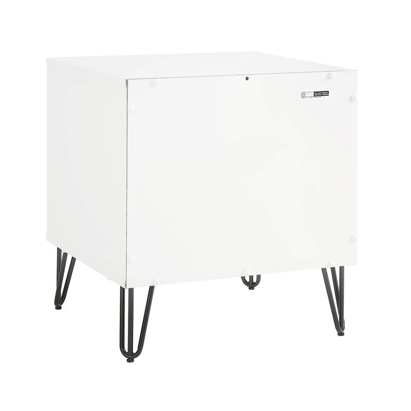 Manhattan Comfort Dumbo Mid Century Nightstand with 2 Drawer and Metal Feet.