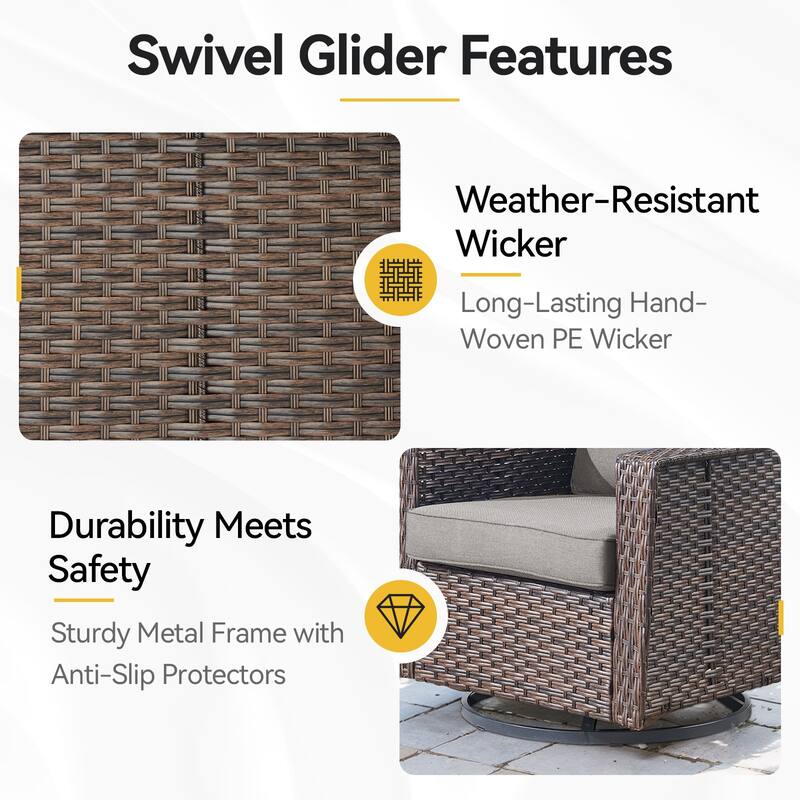 Wicker Outdoor Swivel Rocker Patio Chairs