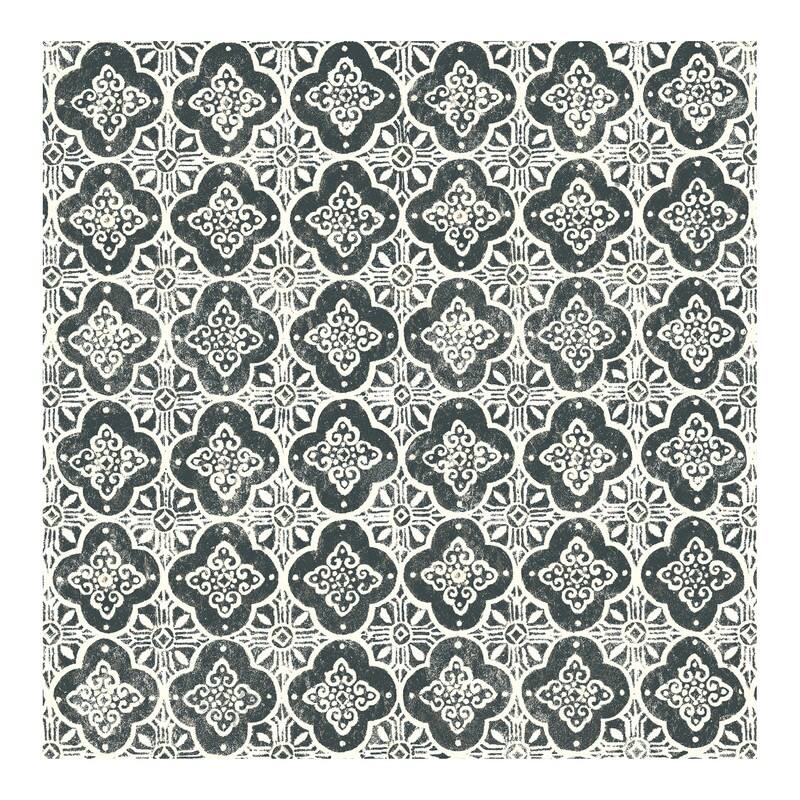 Brewster Seville Black Geometric Tile Wallpaper - 20.5 x 396 x 0.025