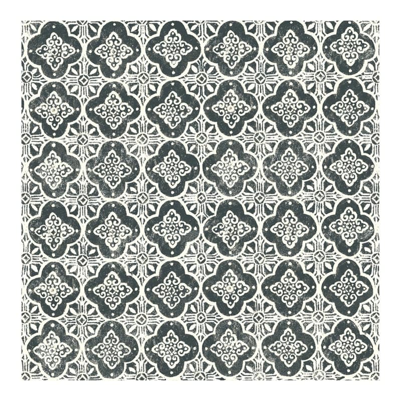 Brewster Seville Black Geometric Tile Wallpaper - 20.5 x 396 x 0.025