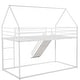 preview thumbnail 11 of 11, Twin over Twin House Bunk Bed with Slide and Convertible Ladder, Metal Frame, Guardrails for Safety, Easy Assembly, White