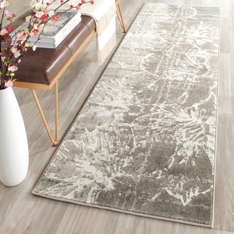SAFAVIEH Porcello Jo Abstract Floral Area Rug - 2'4" x 6'7" Runner - Grey/Dark Grey