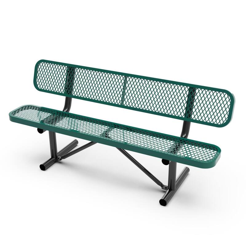 Commercial Grade Expanded Mesh Metal Outdoor Bench with Anchors