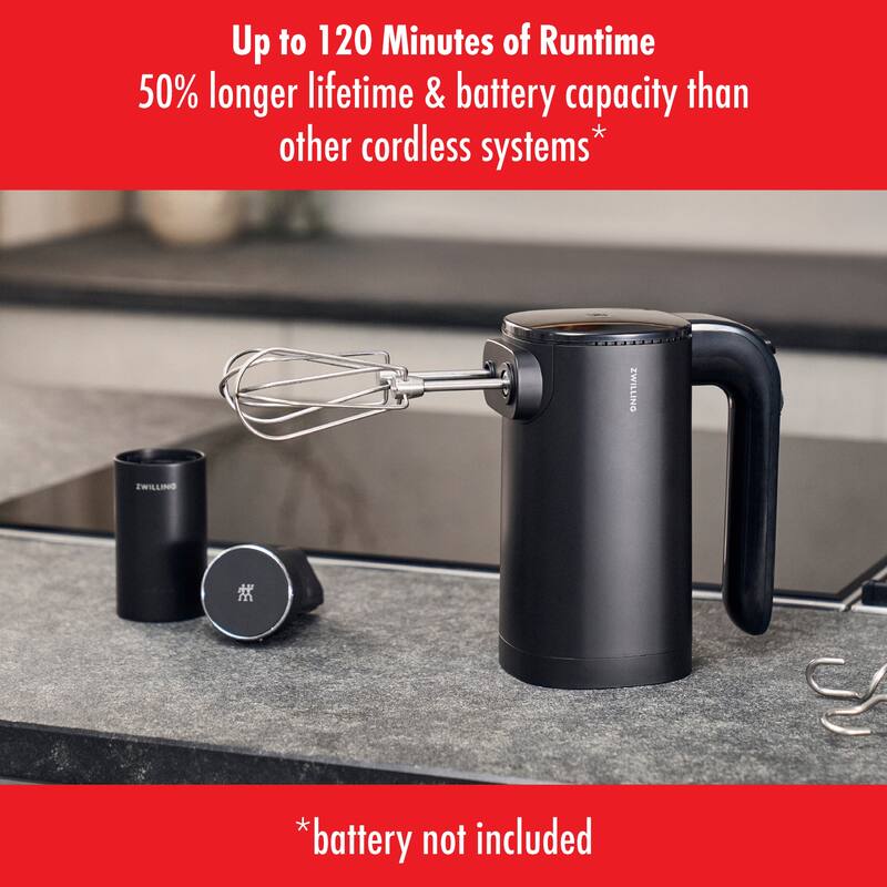 ZWILLING Xtend Cordless Hand Mixer (Battery Not Included) - Black - 4-pc