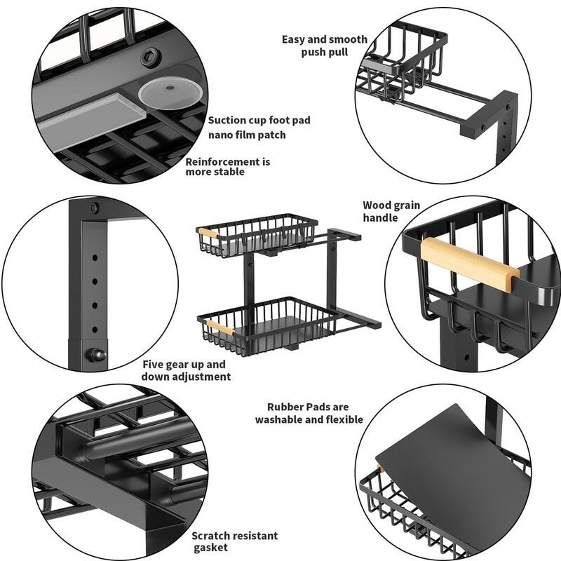 2 level pull-out design - 15.75"D x 11.81"W x 16.81"H