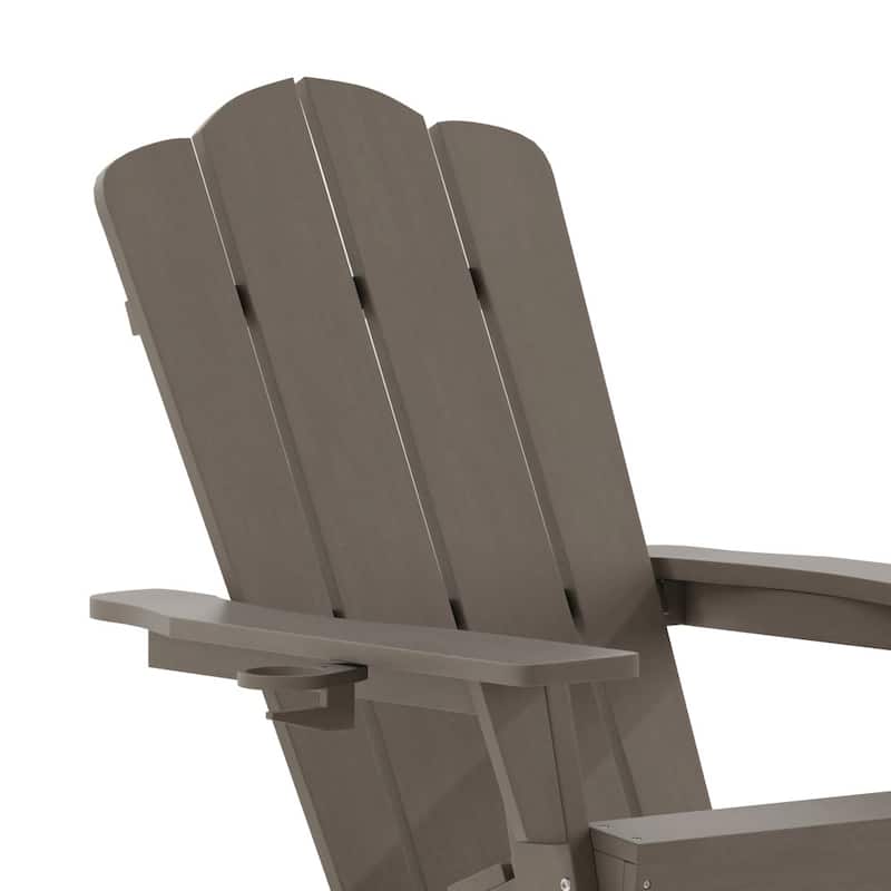 Commercial All-Weather Rocking Adirondack Chair with Swiveling Cupholder