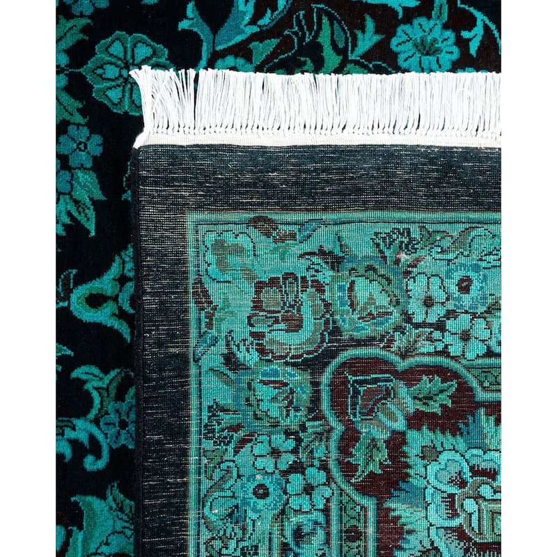 Overton Handknotted Wool Vintage Inspired Contemporary Overdyed Black Area Rug - 18' 3" x 12' 1"