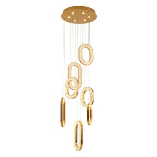 Modern 13-Light Gold LED Chandelier With Clear Crystal Pendants - Bed ...