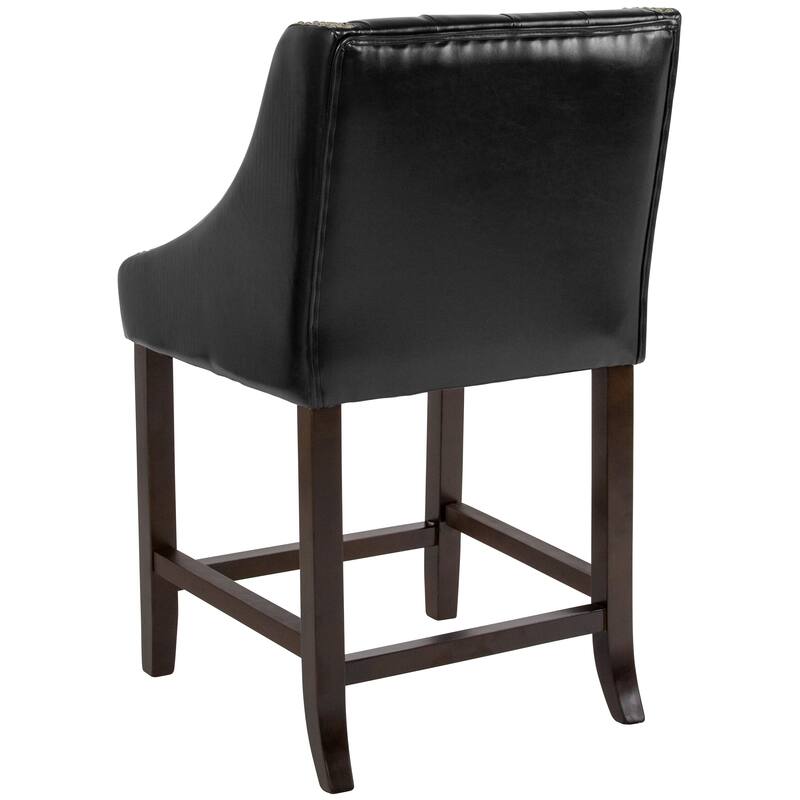 Transitional Tufted Upholstered/Walnut Finish Counter Stool (Set of 2)