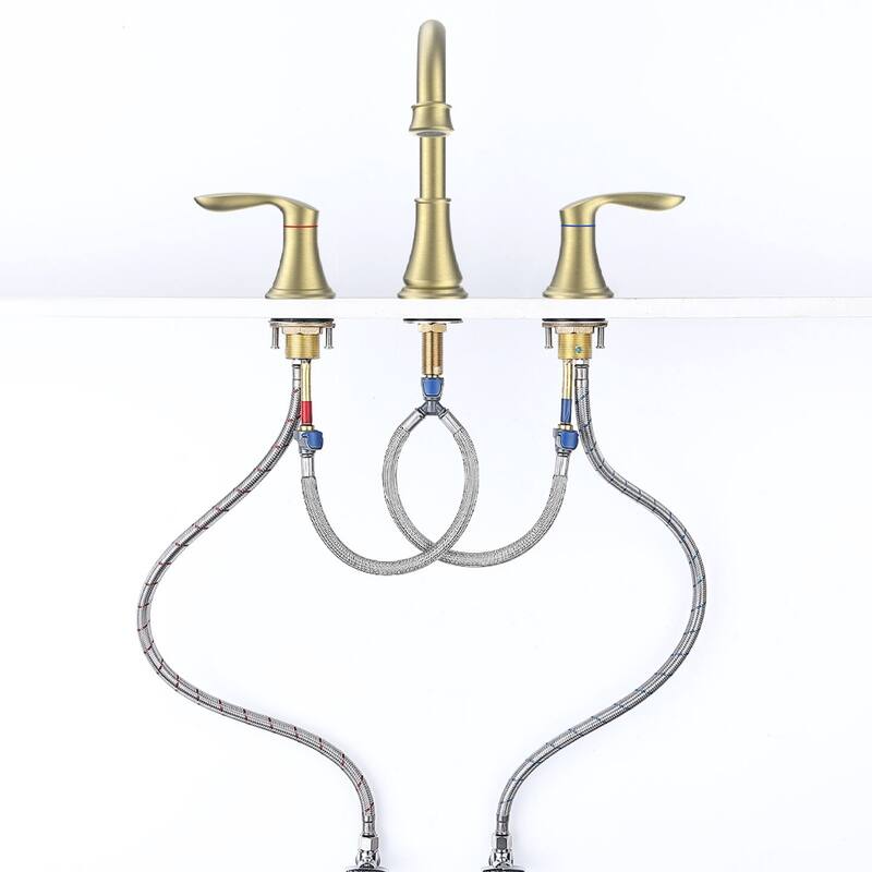 2-Handle Bathroom Sink Faucet 3 Hole 360° Swivel Spout Vanity Sink with Pop Up Drain Assembly and cUPC Water Supply Hoses