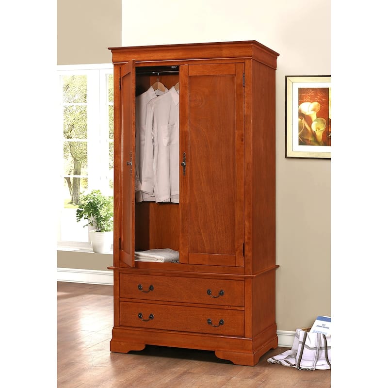 Wooden Armoire with 2-Drawers - 78" -Oak Finish