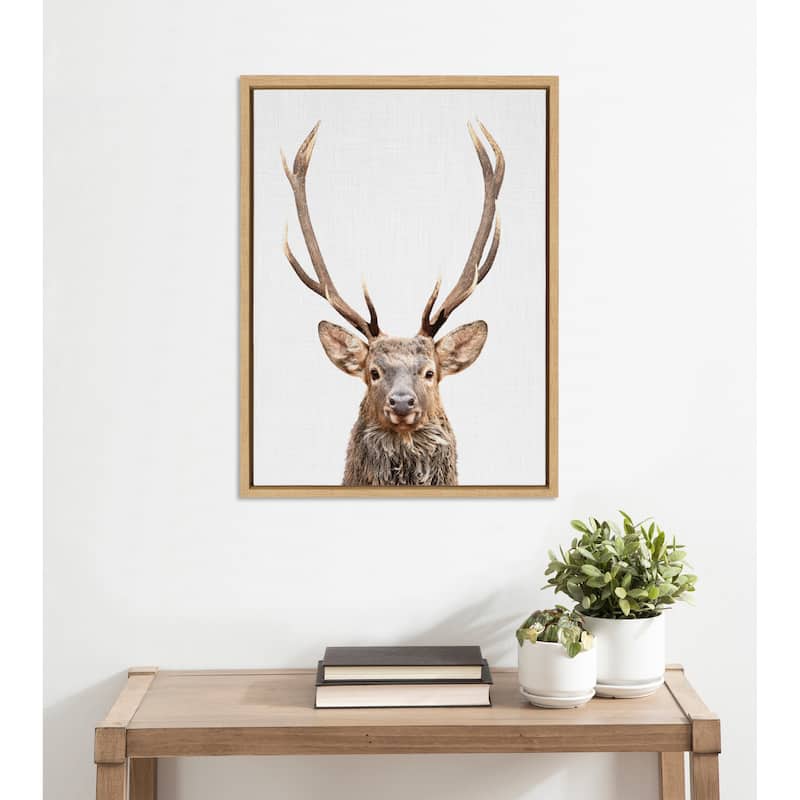 Kate and Laurel Sylvie The Red Deer Color Framed Canvas by Simon Te