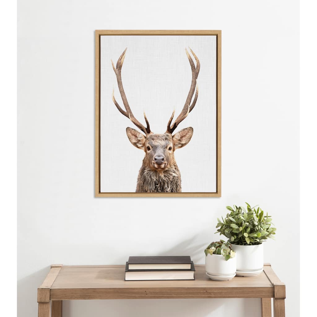 Kate and Laurel Sylvie The Red Deer Color Framed Canvas by Simon Te