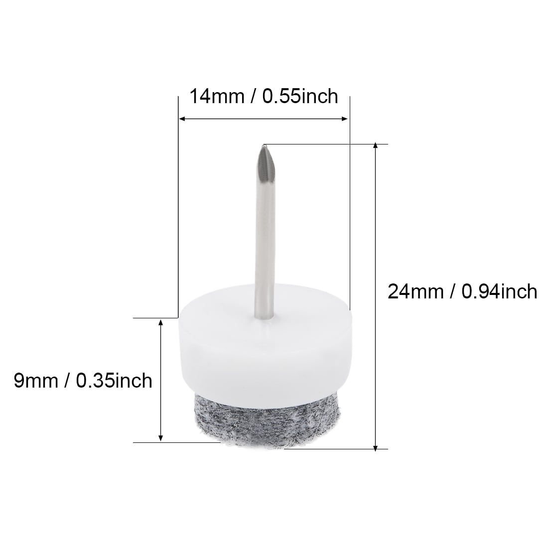 Nail On Furniture Felt Pads Glide Chair Table Leg Protector 14mm Dia White 16pcs