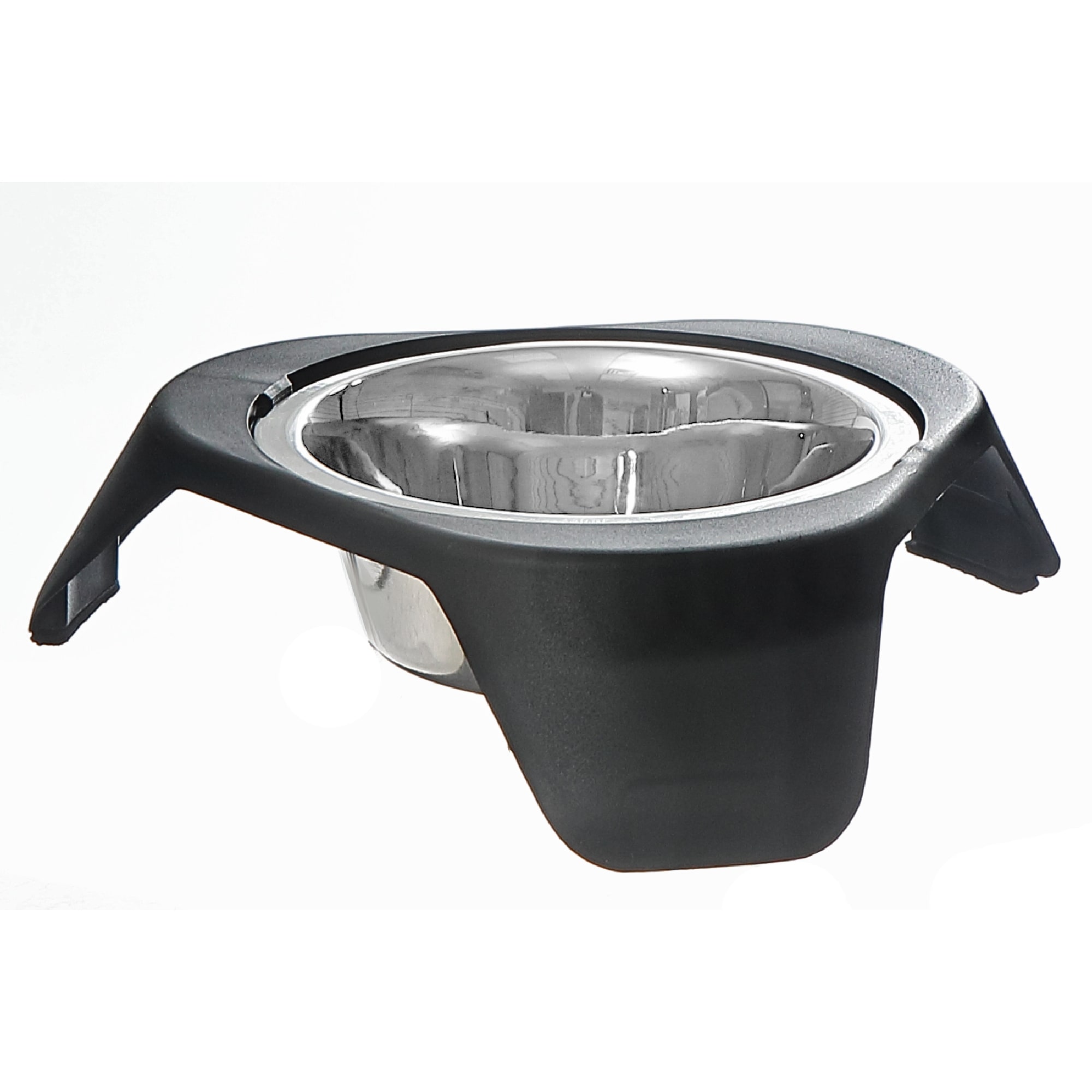 Stainless Steel Pet Bowl With Stand Black - Set of 2