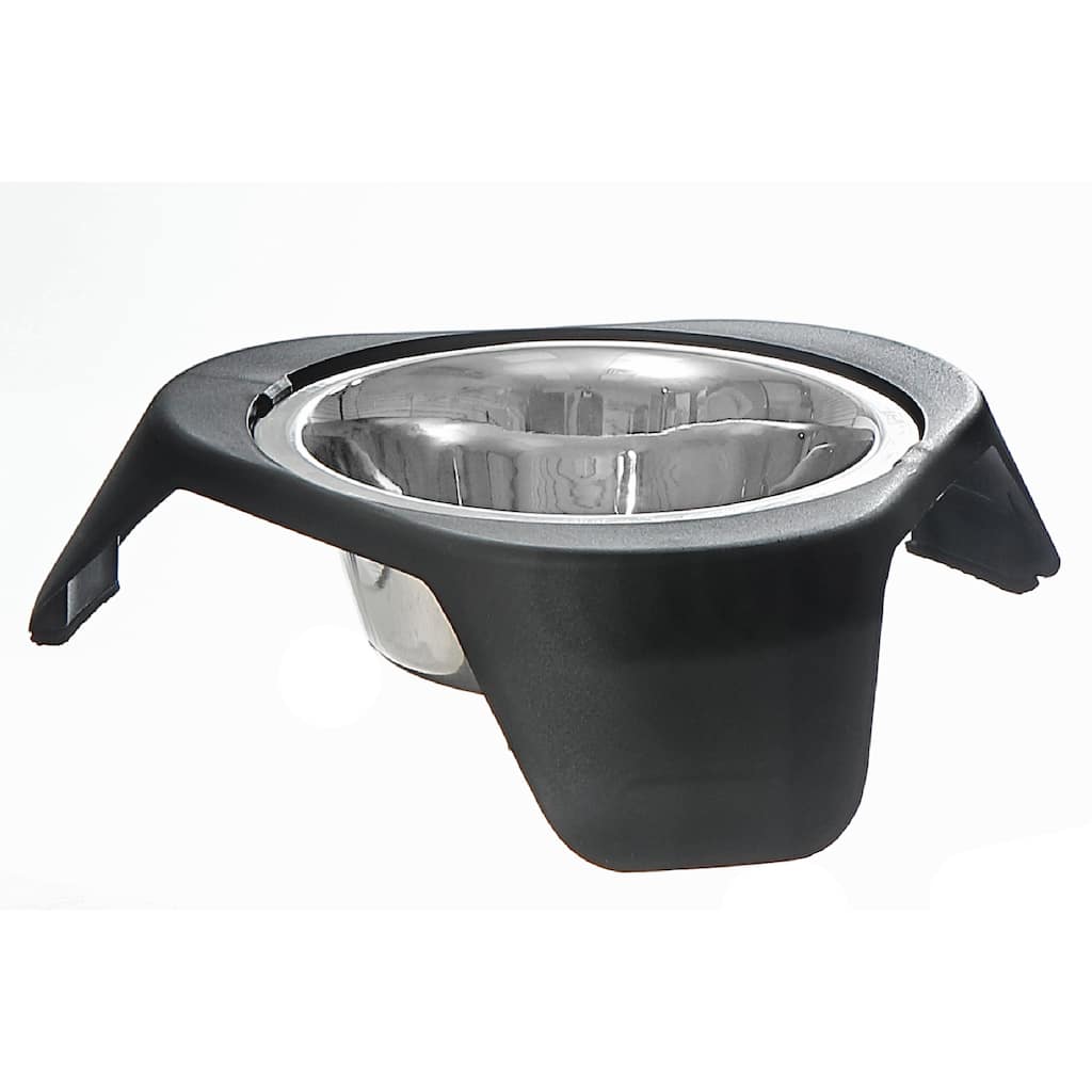 Stainless Steel Pet Bowl With Stand Black - Set of 2