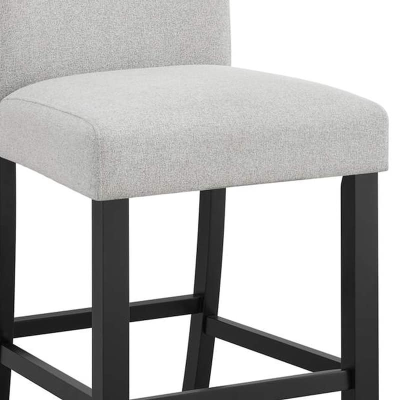 Riac Set of 2 Counter Height Chairs, Black Wood, Dove Gray Fabric Seat