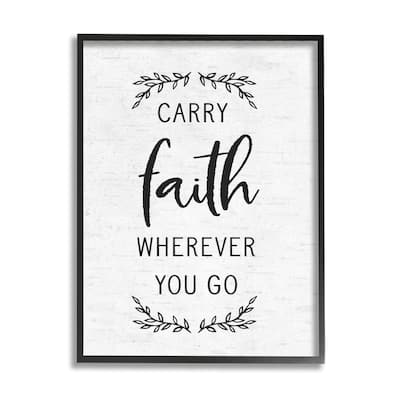 Stupell Inspirational Faith Quote Religious Rustic Botanicals Framed Wall Art, Design by Lettered and Lined - White