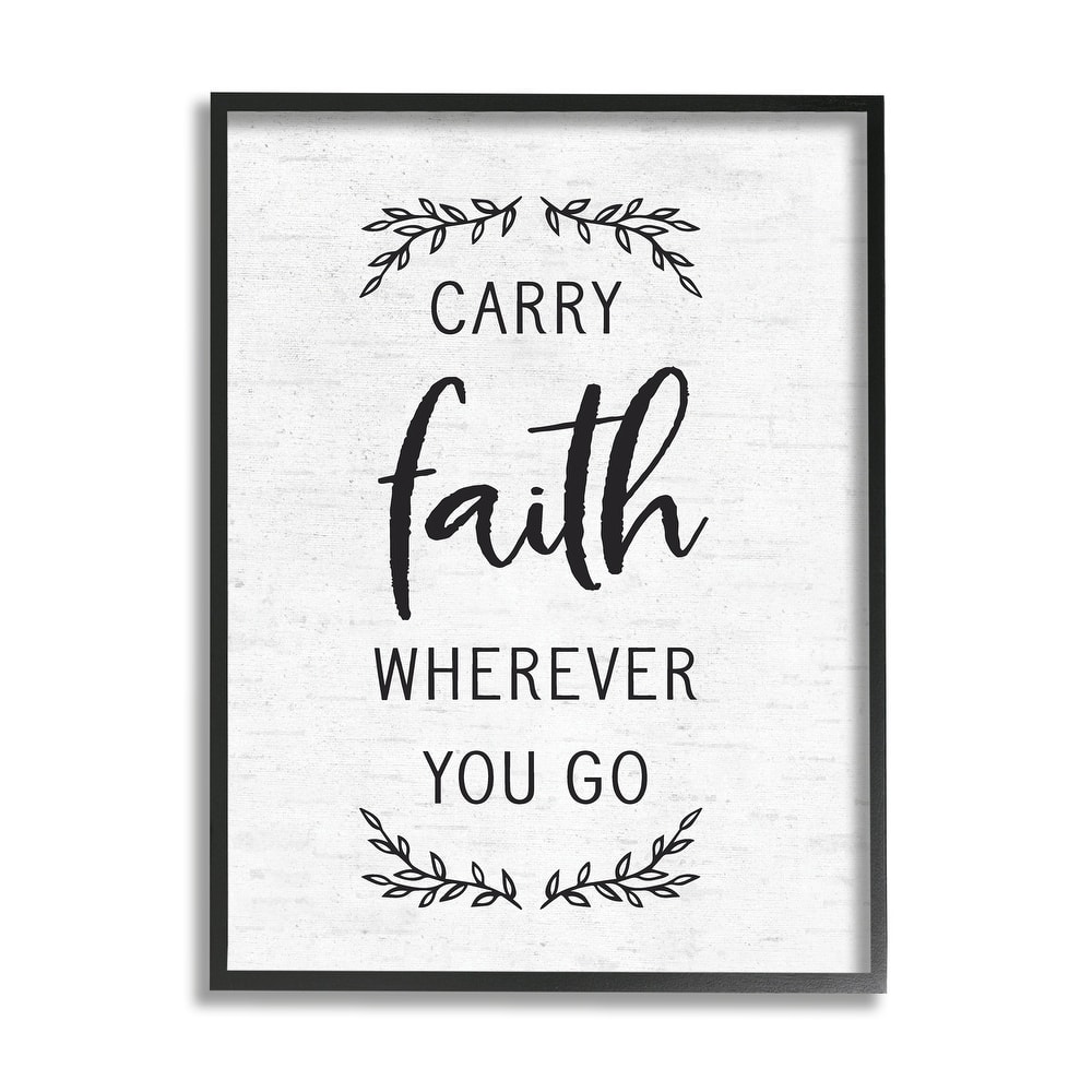 Stupell Inspirational Faith Quote Religious Rustic Botanicals Framed Wall Art, Design by Lettered and Lined - White