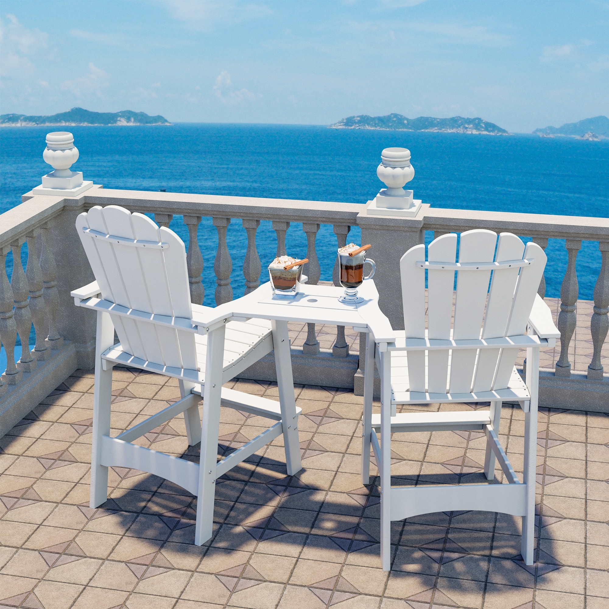 Wooden Stool Tall Adirondack Chair Set Of 2,Patio Bar Stools With