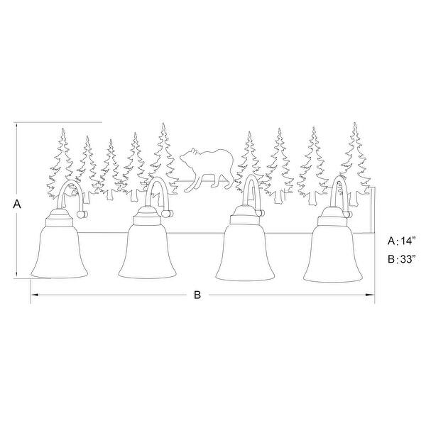 Bozeman 4 Light Bronze Rustic Bear Bathroom Vanity Fixture 33in W x