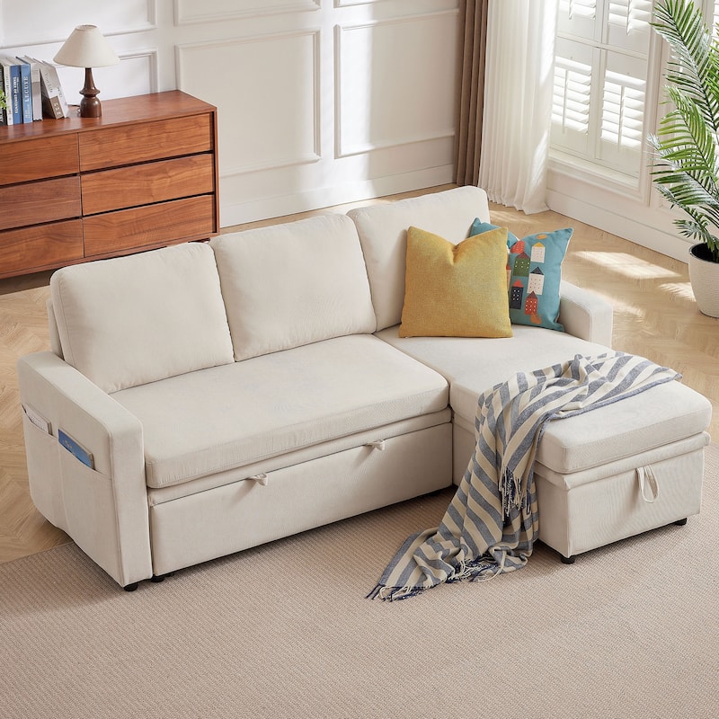 78.94" Pin Striped Fabric Sleeper Sofa