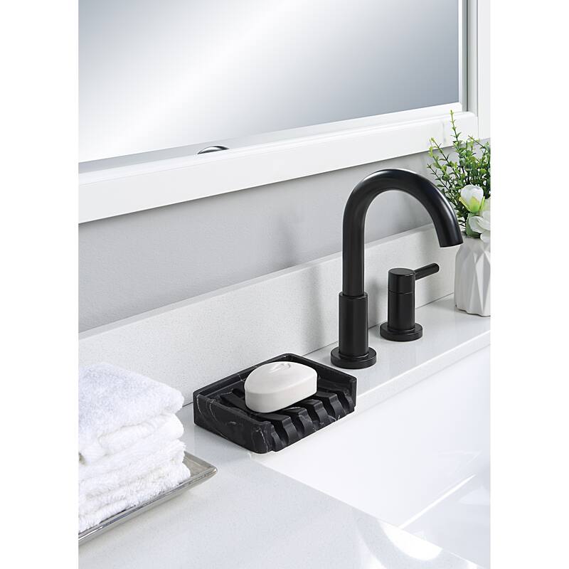 Classic Kitchen, Bathroom Faux Marble Soap, Sponge Dish Drainer Holder - Black