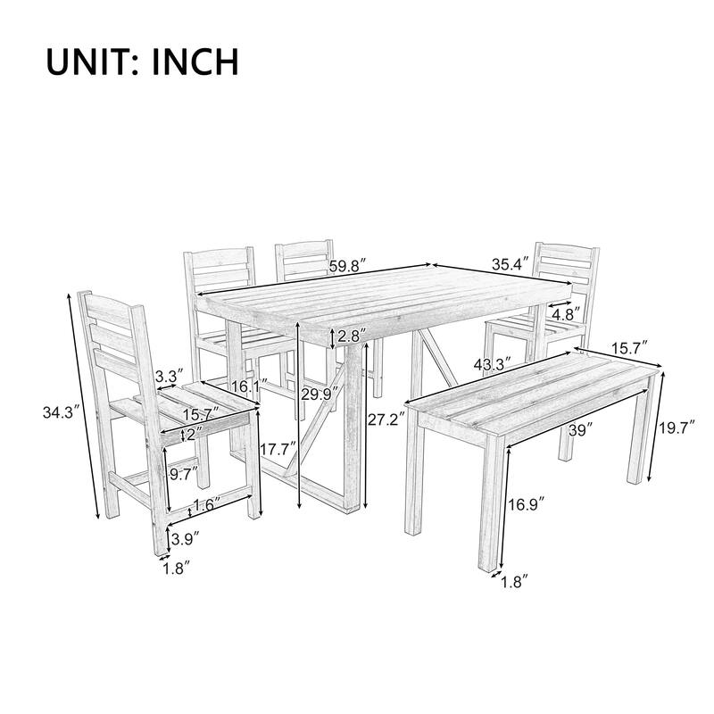 High-quality Acacia Wood Outdoor Table and Chair Set, Suitable for Patio, Balcony, Backyard