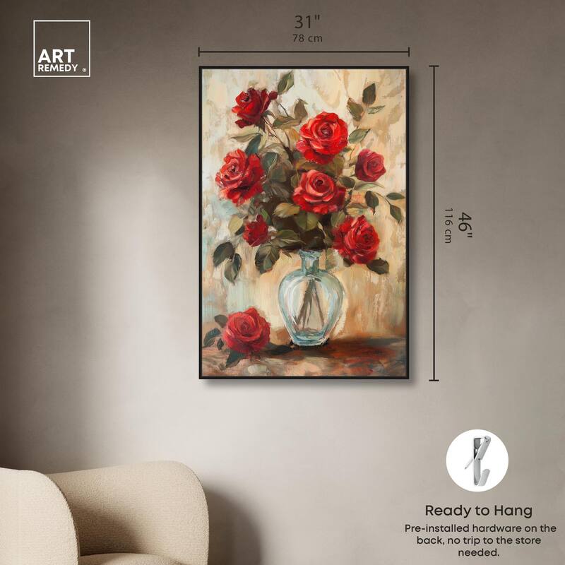 Ruby Roses in Riad Glass Canvas by Art Remedy