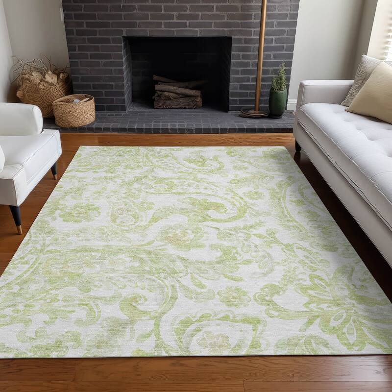 Premium Washable Super Soft Modern Paisley Mayfield Rug - Sage - 10' x 14' - Rectangle