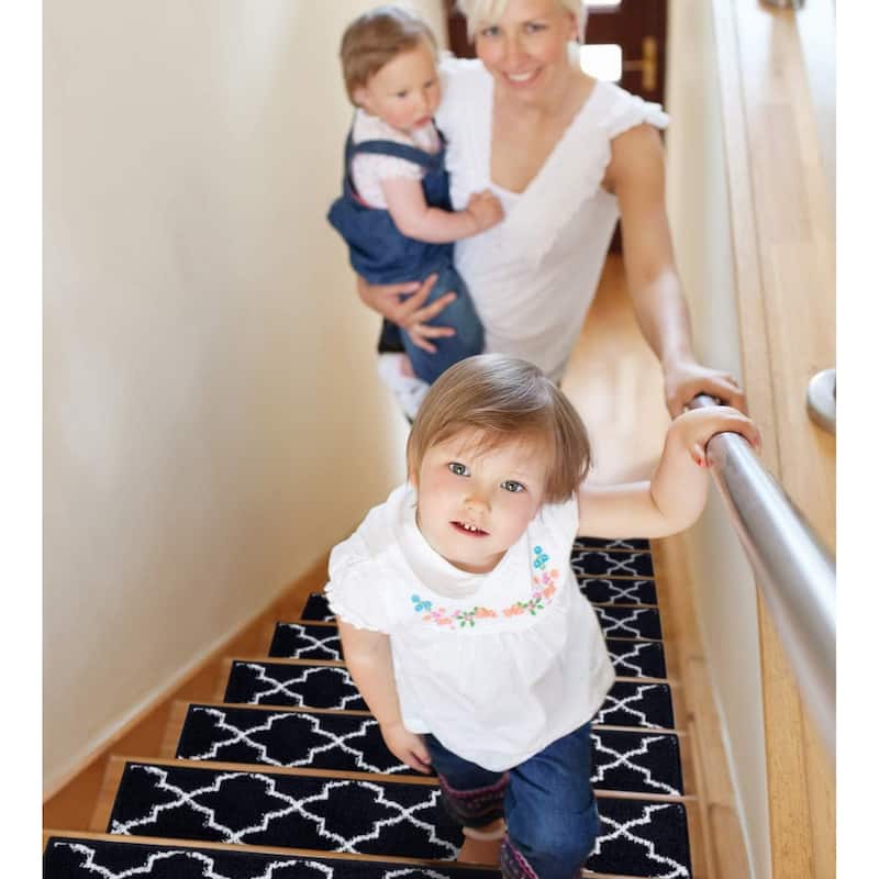 SUSSEXHOME Geometric Stair Treads with Easy to Install Double Adhesive Tape 9" x 28"
