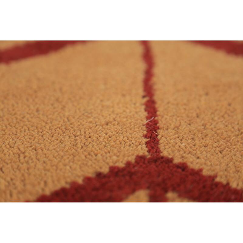 Hand Knotted Oriental 100% Wool Carpet Modern Geometric Oranges & Rust Moroccan Runner Rug - 9' 10'' X 2' 9''