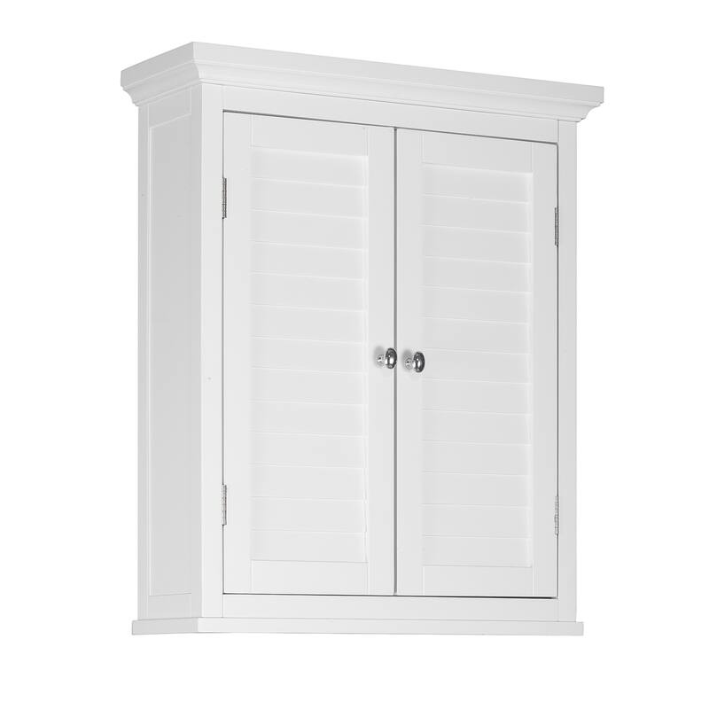 Teamson Home Glancy 24 in Removable Bathroom Wall Cabinet with Shutter Doors, Adjustable Shelf for Small Spaces - White