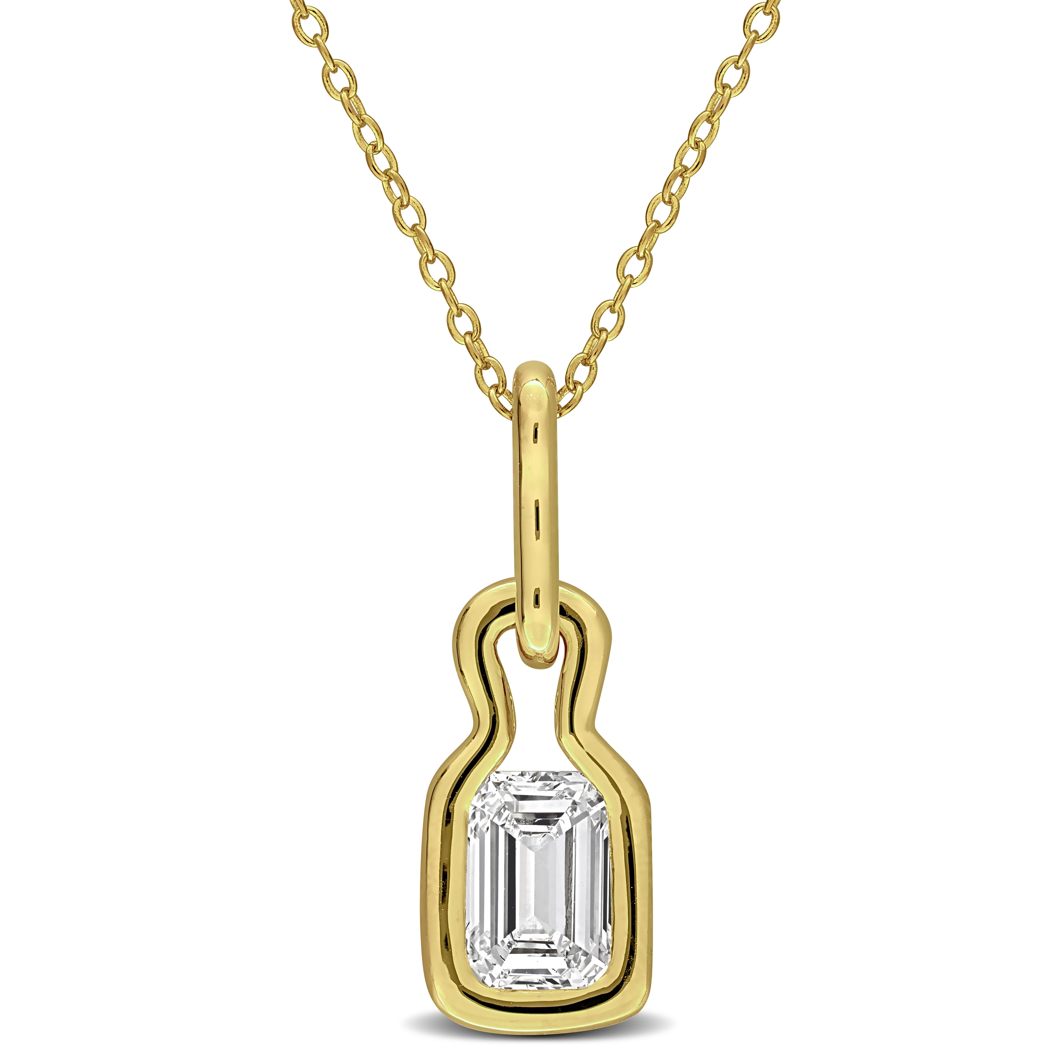 Miadora 2ct TW Emerald-Cut Lab-Grown Diamond Necklace 18k Gold Vermeil