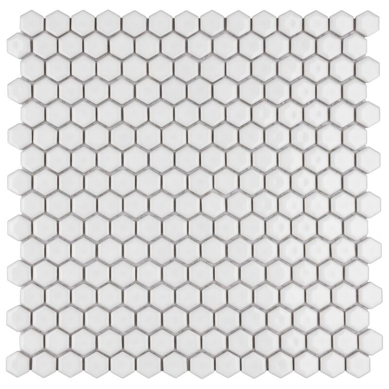 Merola Tile Colmena Hex Glossy White 11-1/2" x 11-5/8" Porcelain Mosaic Floor and Wall Tile - Pallet ( Tiles)