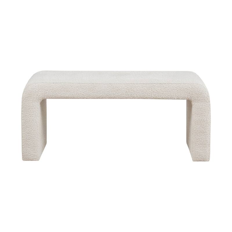 Roomfitters 42-Inch Boucle Upholstered Bench, Modern Minimalist Curved Waterfall Entryway and End of Bed Seating, Cream