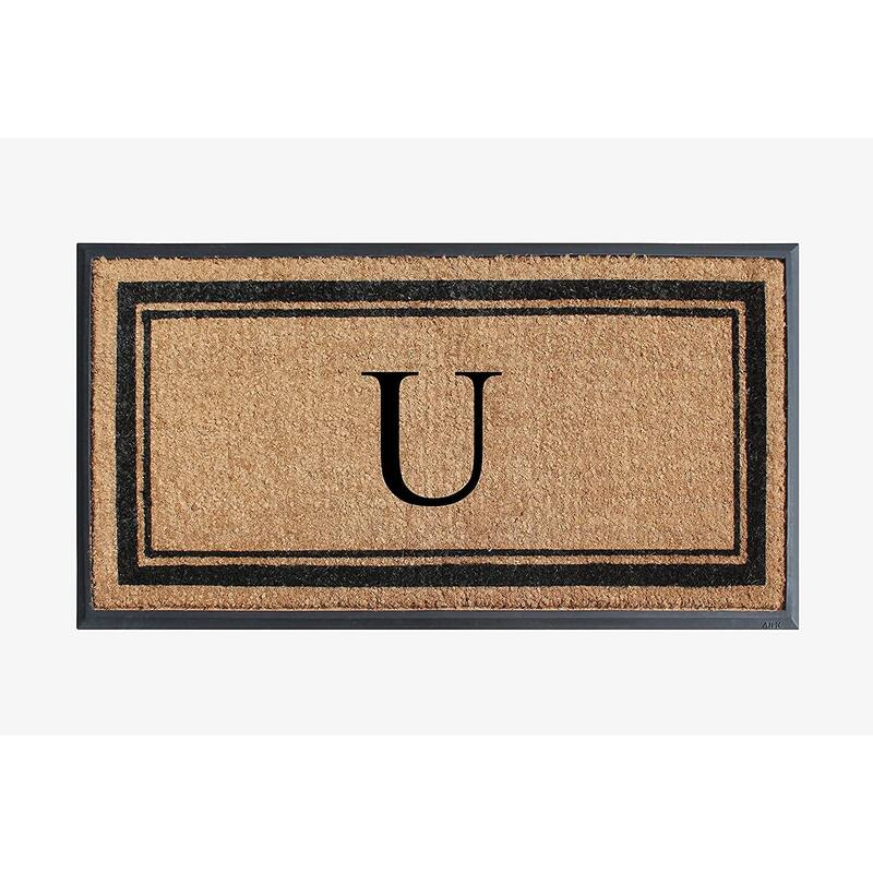 A1HC Picture Frame Natural Rubber & Coir Large Monogrammed Doormat 24"x48" - U
