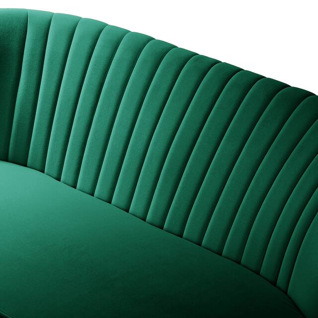 HULALA HOME Monica Modern Velvet Tufted Loveseat with Metal Legs
