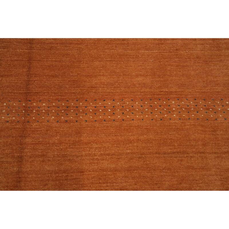 Hand Knotted Oriental 100% Wool Carpet Tribal Animal Pictorial Oranges & Rust Gabbeh Area Rug - 7' 11'' X 7' 8''