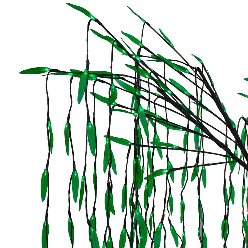 LED Lighted Willow Tree Outdoor Christmas Decoration - 6' - Green Lights - White