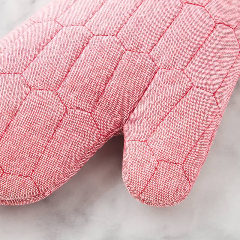 MARTHA STEWART Honeycomb Quilted Chambray Oven Mitt 2-Pack Set - 7"x13"