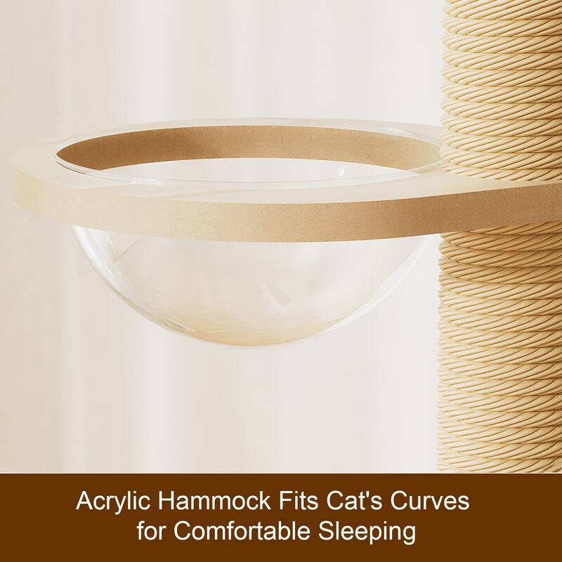 Anmytek Floor to Ceiling Cat Tree Adjustable Height Cat Tower with Scratching Post Wood Cat Condo Cave Bed Hammock