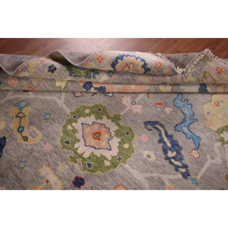 All-Over Floral Oushak Oriental Area Rug Hand-Knotted Wool Carpet - 7'11"x 9'10"