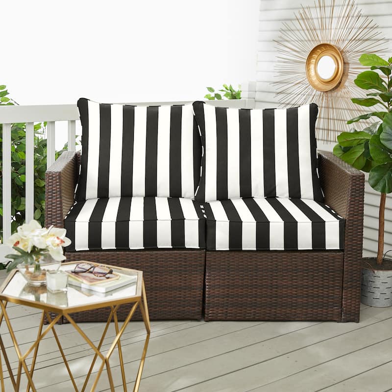 Sorra Home Sunbrella Outdoor Loveseat Pillow and Cushion Set