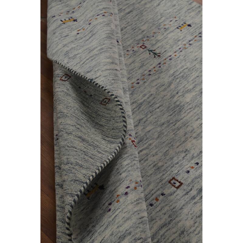 Hand Knotted Oriental 100% Wool Carpet Tribal Animal Pictorial Beige & Ivories Gabbeh Area Rug - 7' 10'' X 5' 5''